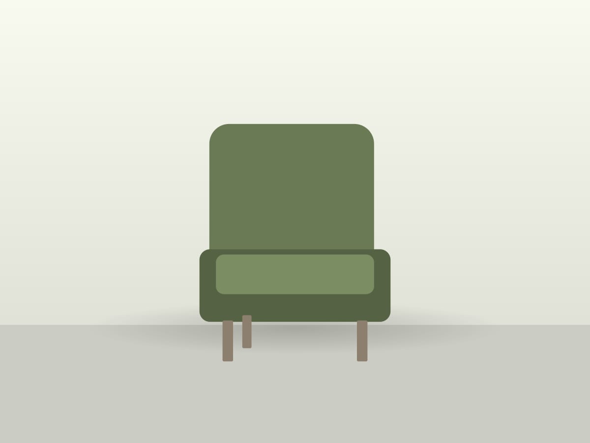 Fenwick Lounge Chair in Moss, studio view 2
